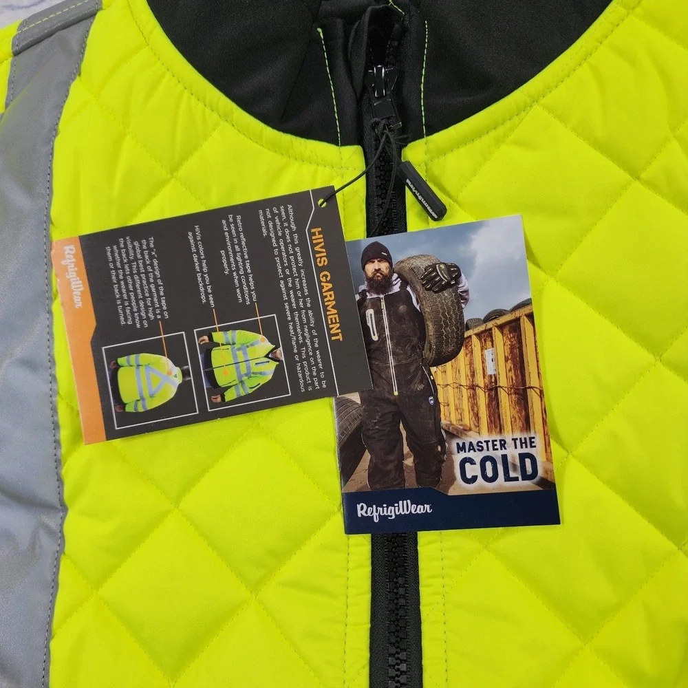 RefrigiWear MENS L HiVis Diamond Quilted Jacket High Visibility Insulated Work